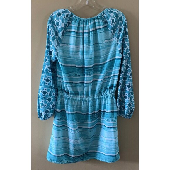 Michael Michael Kors Women's Dress Size 4 Long Sleeve Turquoise Round Neck - Picture 2 of 6